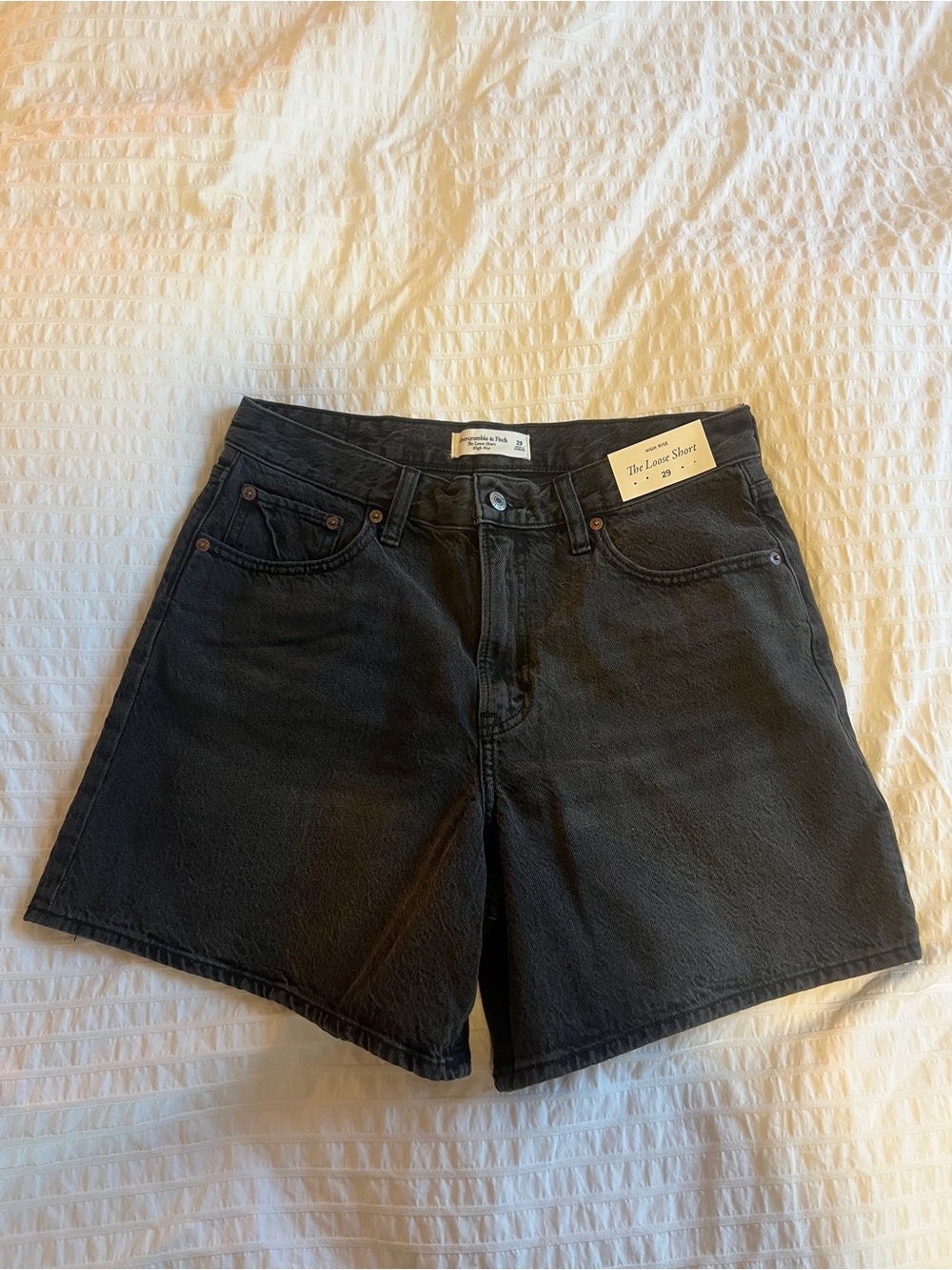 Abercrombie & Fitch Black High-Rise Denim Shorts